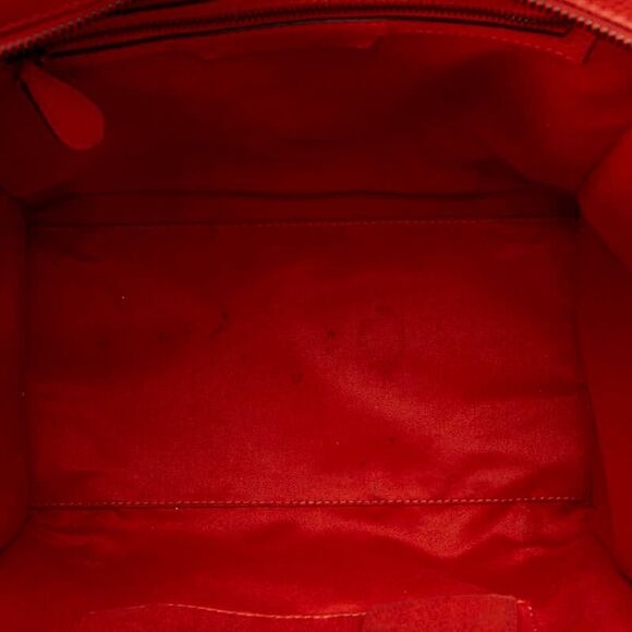 Pre Loved celine Luggage Nano handbag Red leather satchel Women Orange Handbags - Picture 8 of 8